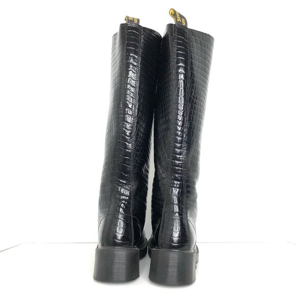 NEW Vintage Dr Martens Croc Patent Leather Knee High Square Toe Heeled Boots 7 - Picture 7 of 14
